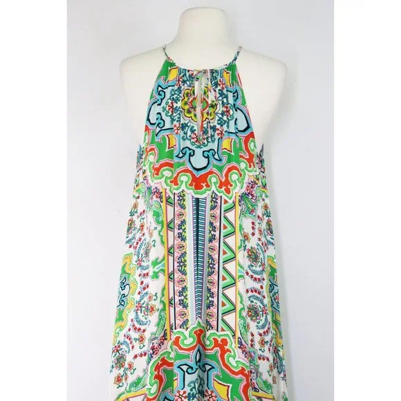 Anthropologie Ella Halter Maxi Dress Tunic Sleeveless Handkerchief Hem XS Small - Picture 9 of 9